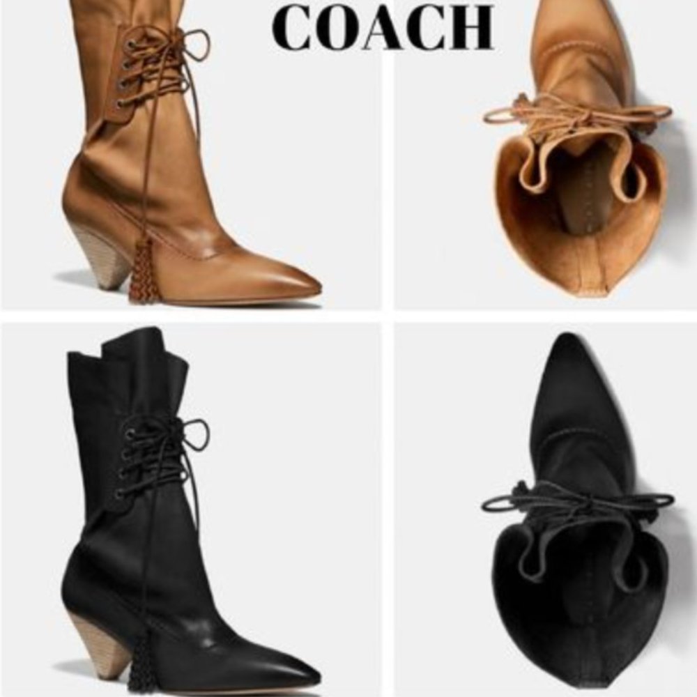 COACH Lace Up Tassel Boot